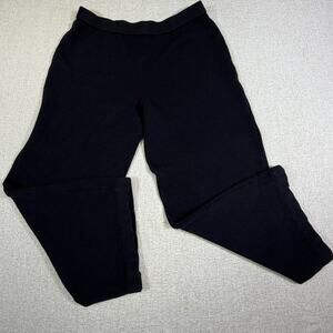 St John Caviar Women's 12 Black Sweater Knit Wide Leg Pull On Pants Designer